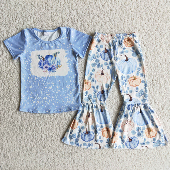 Halloween girls clothing short sleeve BLUE outfits
