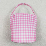PRE ORDER BA0160---Easter pink plaid basket bag