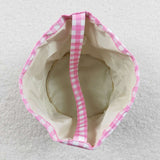 PRE ORDER BA0160---Easter pink plaid basket bag
