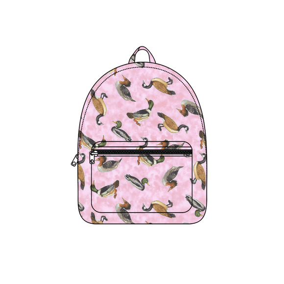 Pink duck print kids girls backpack