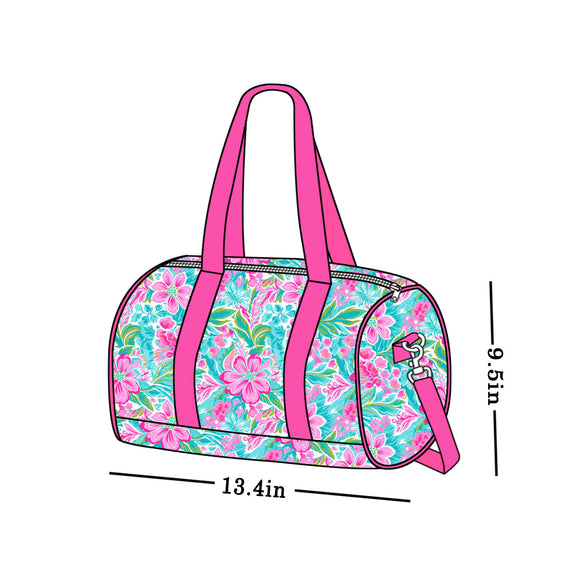 Hot pink floral duffel bag