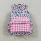 BA0217--floral and pink plaid backpack 10*13.9*4 inches