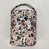 BA0289 brown camo zipper handbag