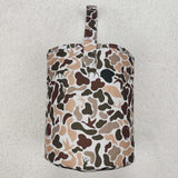 BA0289 brown camo zipper handbag