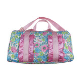 BA0291 blue green flower pink floral handBag 18.5x11.2x7.9 inches