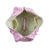 BA0302 pink plaid women duffel bag
