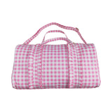 BA0302 pink plaid women duffel bag