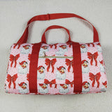 11.28 USA BA0306 Christmas Santa Claus red floral Duffle blue Bag 18.5x11.2x7.9 inches