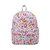 BA0307 pink leopard zipper floral backpack
