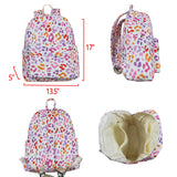 BA0307 pink leopard zipper floral backpack
