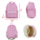 BA0308 pink bow zipper floral schoolbag