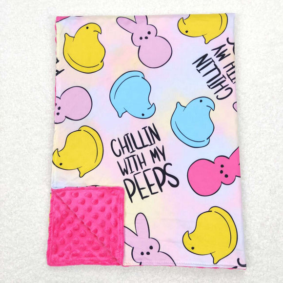 BL0093--Easter peeps pink blanket