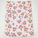 BL0095-- Easter cow and egg pink blanket