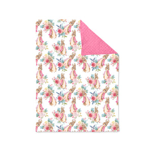 BL0111--pre order Easter rabbit pink blanket
