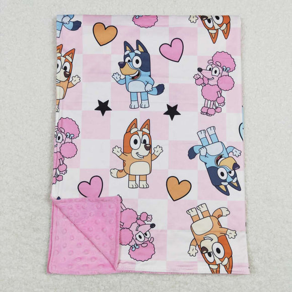 BL0114--dog heart pink blanket