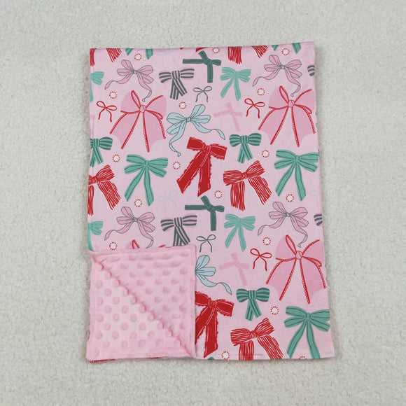 BL0218 Baby green pink bow Blankets