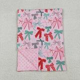 BL0218 Baby green pink bow Blankets