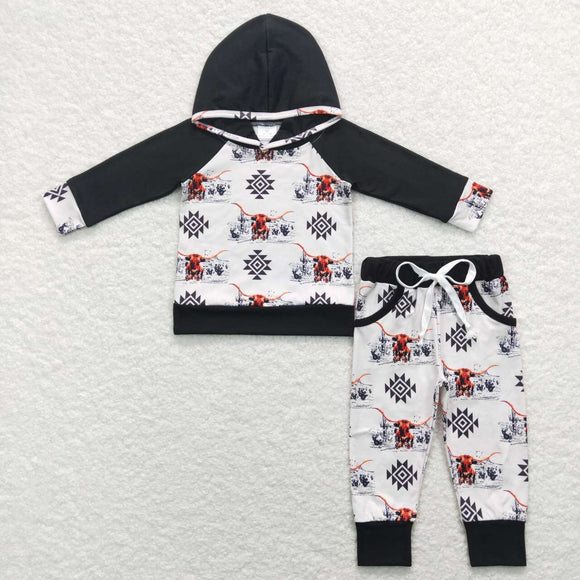 BLP0363---long sleeve western highland cow black hoodie outfits