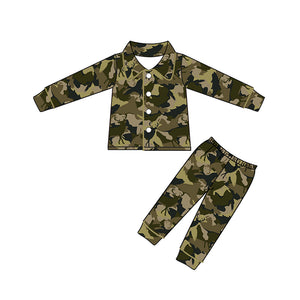 BLP0423---pre order long sleeve green camo boy pajamas