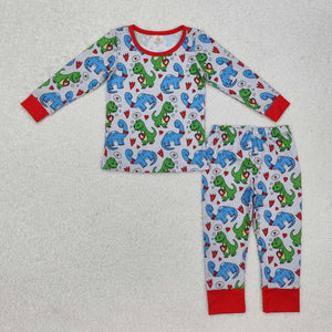 BLP0431---Valentine dinosaur bamboo boy pajamas