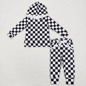 BLP0434---Black and white checker boy outfits