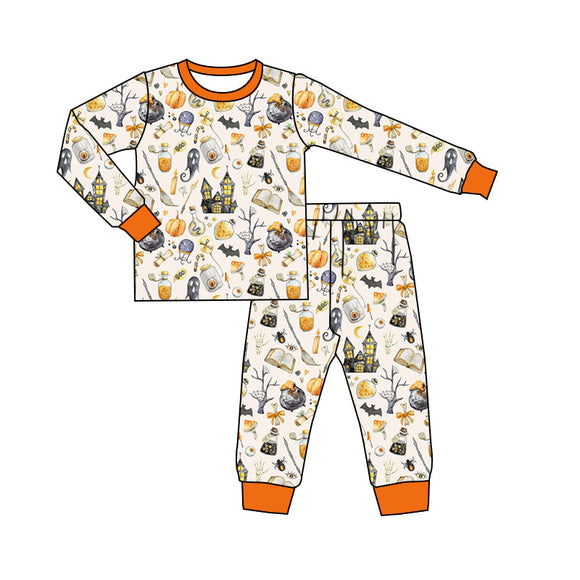Long sleeves pumpkin ghost bat boys Halloween pajamas
