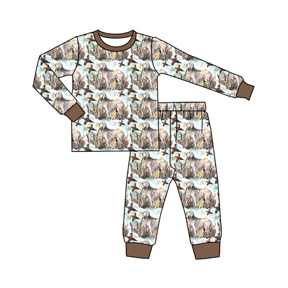 Deadline May 15 pre order Brown long sleeves dog duck kids boys pajamas