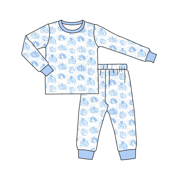 BLP0469 pre order Long sleeves pumpkin blue boy pajamas