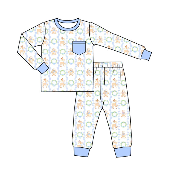 BLP0483 pre order Long sleeves Christmas Gingerbread boy pajamas
