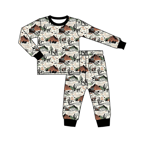 BLP0509 pre order long sleeve western cactus boy pajamas