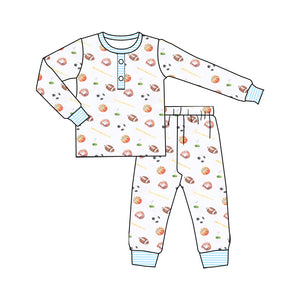 BLP0645-- long sleeve football  boys pajamas