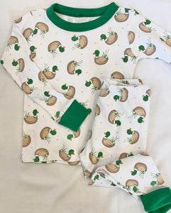 Pre-order BLP0739 baby Boys green duck pajamas ( Deadline August 9 )