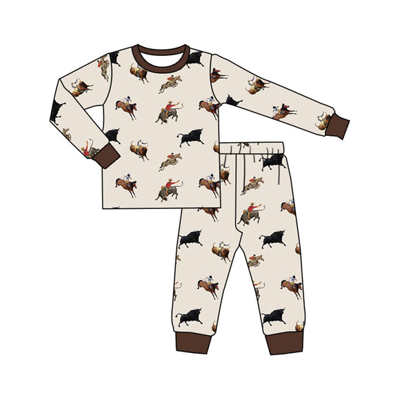 BLP0844 pre order long sleeve western cowboy boy pajamas