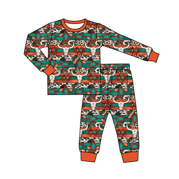 BLP0908 pre order long sleeve western skull boy pajamas