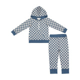 BLP0951 long sleeve Blue checkerboard outfits