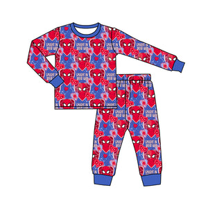 BLP0998 pre order long sleeve Spider Valentine's day boy pajamas