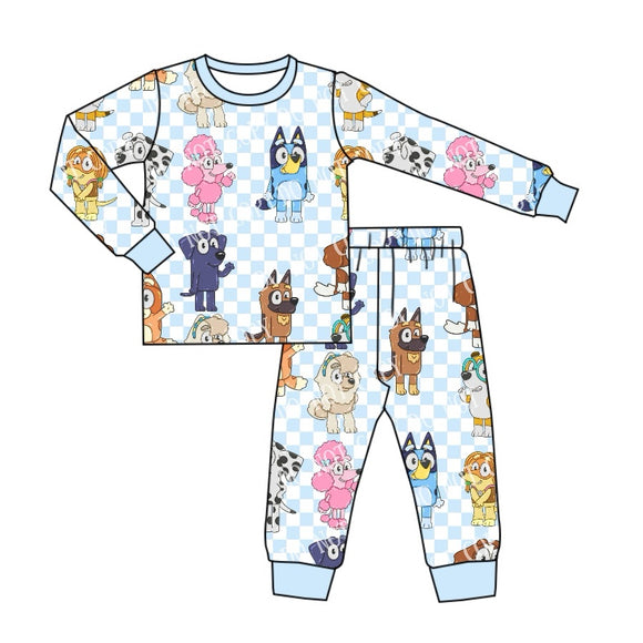 BLP1020 pre order long sleeve cartoon dog blue boy pajamas