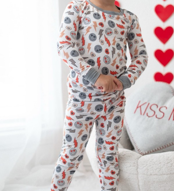 BLP1032 pre order Valentine's day long sleeve smile boy pajamas