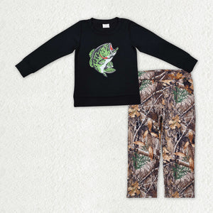 BLP1043 baby Boys fishing leaves outfits