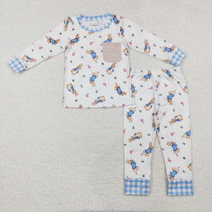 BLP1046   toddler boy clothes rabbit boy easter pajamas set