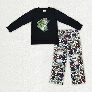 BLP1061 baby Boys green fishing camo jean outfits