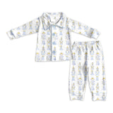 Pre-order BLP1142 baby Boys blue Soldier button pajamas ( Deadline July.6）