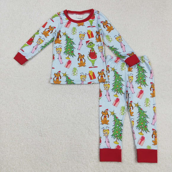 BLP1189 baby boys Christmas red blue pajamas