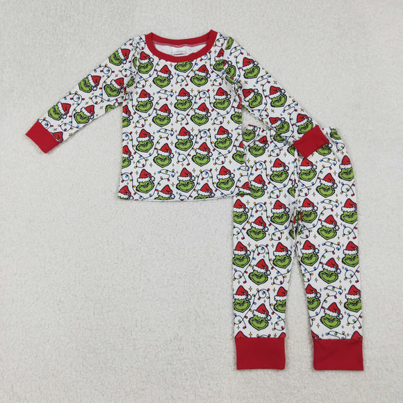 BLP1225   toddler boy clothes cartoon print boy christmas pajamas winter set