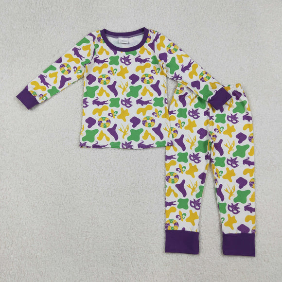 BLP1273 boys Marid Gras long sleeve pajamas 12/18M-7/8T