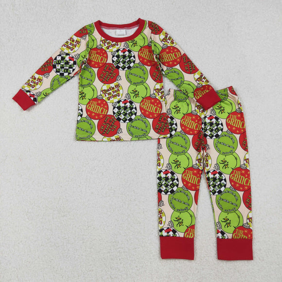 BLP1282 boys Christmas cartoon red green pajamas 12/18M-7/8T