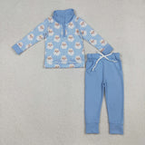 BLP1295 boys Christmas Santa Claus blue outfits 12/18M-7/8T