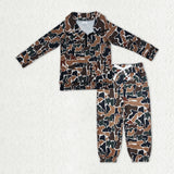 Matching Baby Boys camo long Sleeve Pants zipper outfits Sets