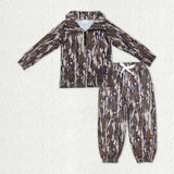 Matching Baby Boys camo long Sleeve Pants zipper outfits Sets