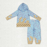 Matching Baby boys Ice cream waffles hooded clothing